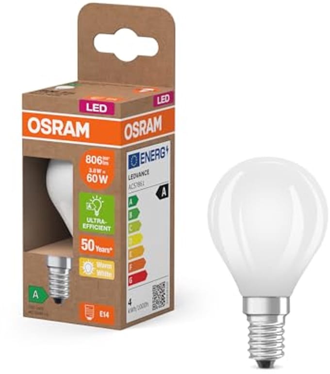 Energiezuinige LED Lamp E14 - 3.8W, 806lm, Warm Wit 2700K, Dimbaar
