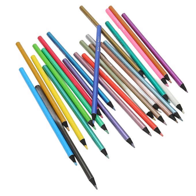 24 stuks Kleurpotloden 24 Kleur Metallic Houten Schacht Kleurpotloden voor Doodlen Handboek blue