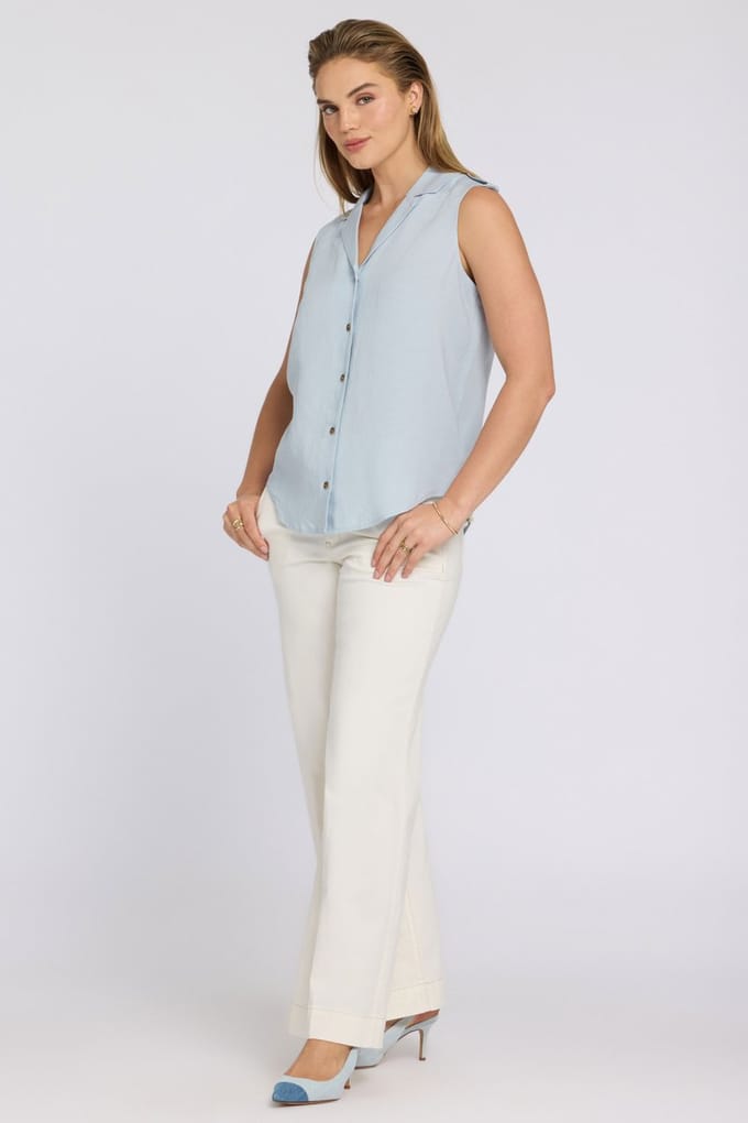 Gabrielle Mouwloze Linnen Blouse