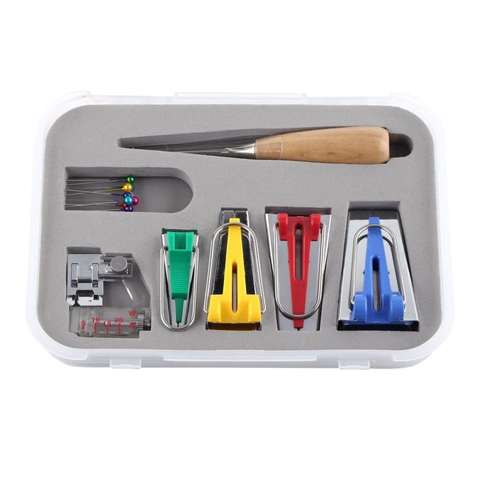 Biais de Tissu Coudre Multifonction Couture Biais Maker Set Outil de Bricolage Patchwork Artisanat gray