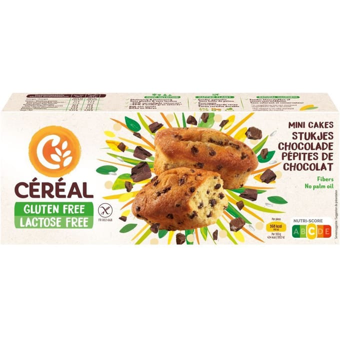 Céréal Mini Cakes Stukjes Chocolade Glutenvrij & Lactosevrij - 1 x 230 gr