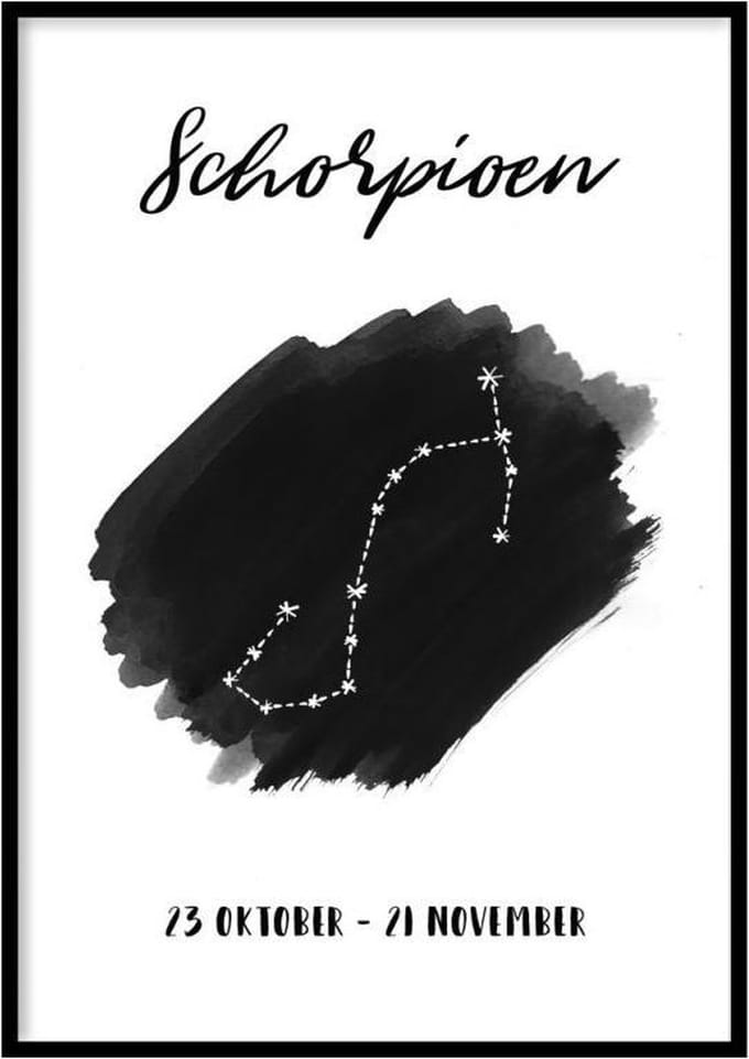 Poster Schorpioen Sterrenbeeld - 50x70 cm - Sterrenbeeld Poster - WALLLL