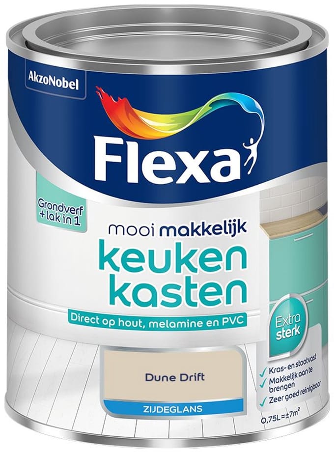 Flexa - Mooi Makkelijk Keukenkasten Zijdeglans - Dune Drift - Mengverf - 750 Ml