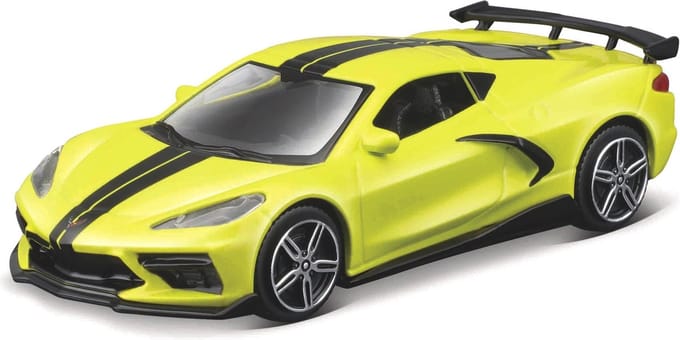 Bburago Chevrolet Corvette - Modelauto - Schaal 1:43 - Geel/Zwart