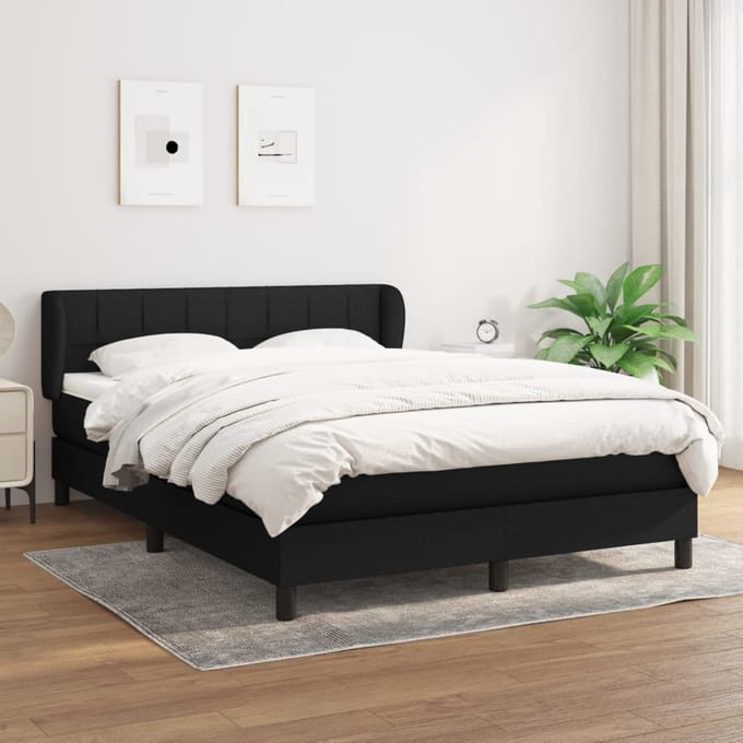 vidaXL - Boxspring - met - matras - stof - zwart - 140x190 - cm
