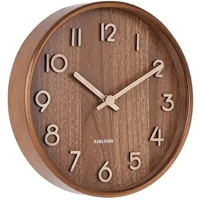 Karlsson Wandklok Pure - Donker lindehout - Medium - Ø40cm - Scandinavisch