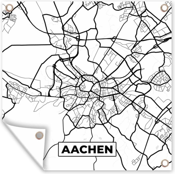 Tuindoek Plattegrond - Kaart - Aachen - Stadskaart - 100x100 cm