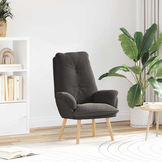 vidaXL - Fauteuil - Donkergrijs - 69 - x - 74 - x - 93 - cm - Sherpa - Stof