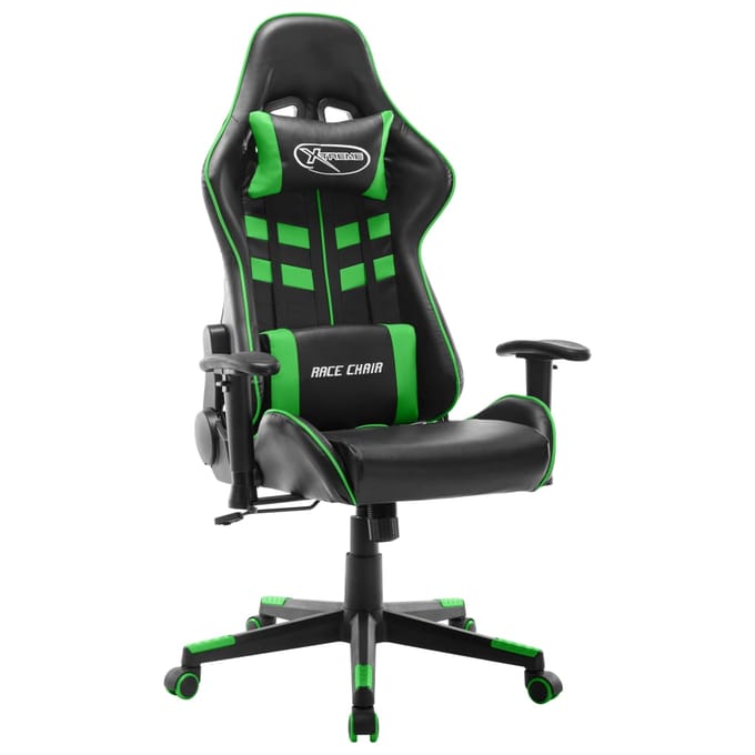 vidaXL - Gamestoel - kunstleer - zwart - en - groen