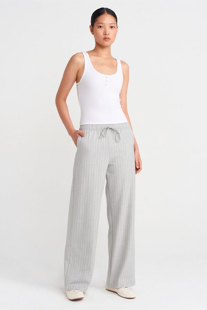 Gestreepte Wijde Woven Broek