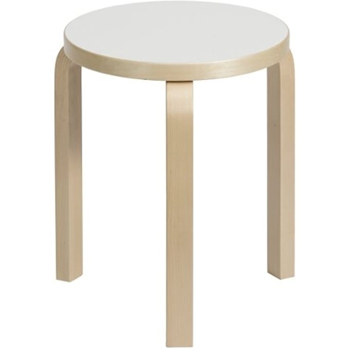 Artek - 60 Kruk - poten berken / zitting laminaat wit