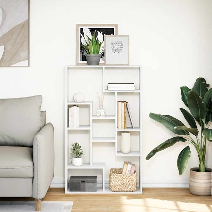 vidaXL - Boekenkast - 72x20x120,5 - cm - bewerkt - hout - wit