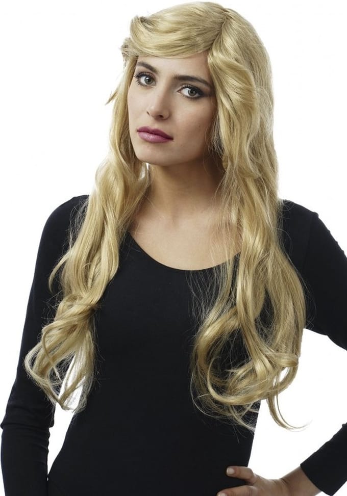 Party Pruik Carly Zijscheiding Blond