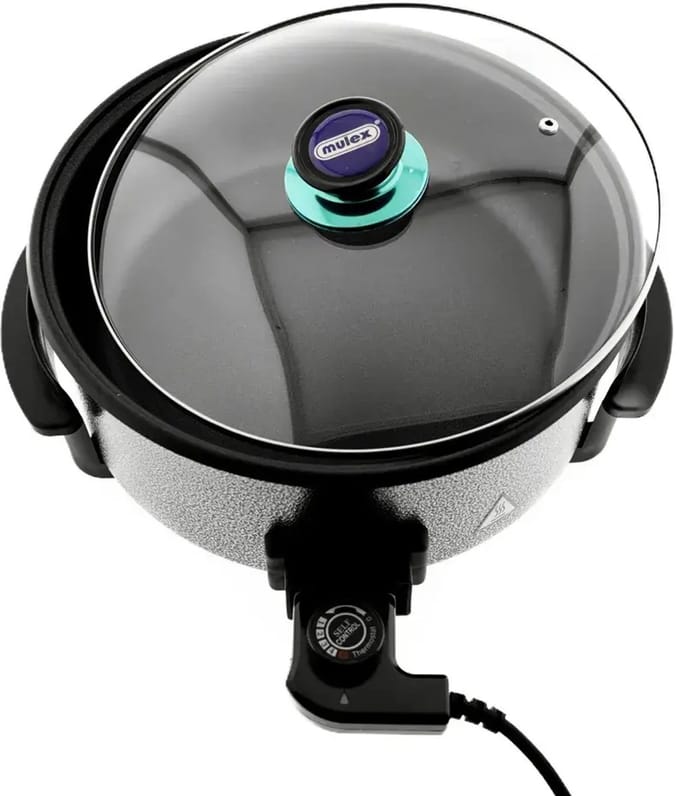 Mulex – elektrische hapjespan – 32/9 cm – antiaanbaklaag – glazen deksel – 5 standen