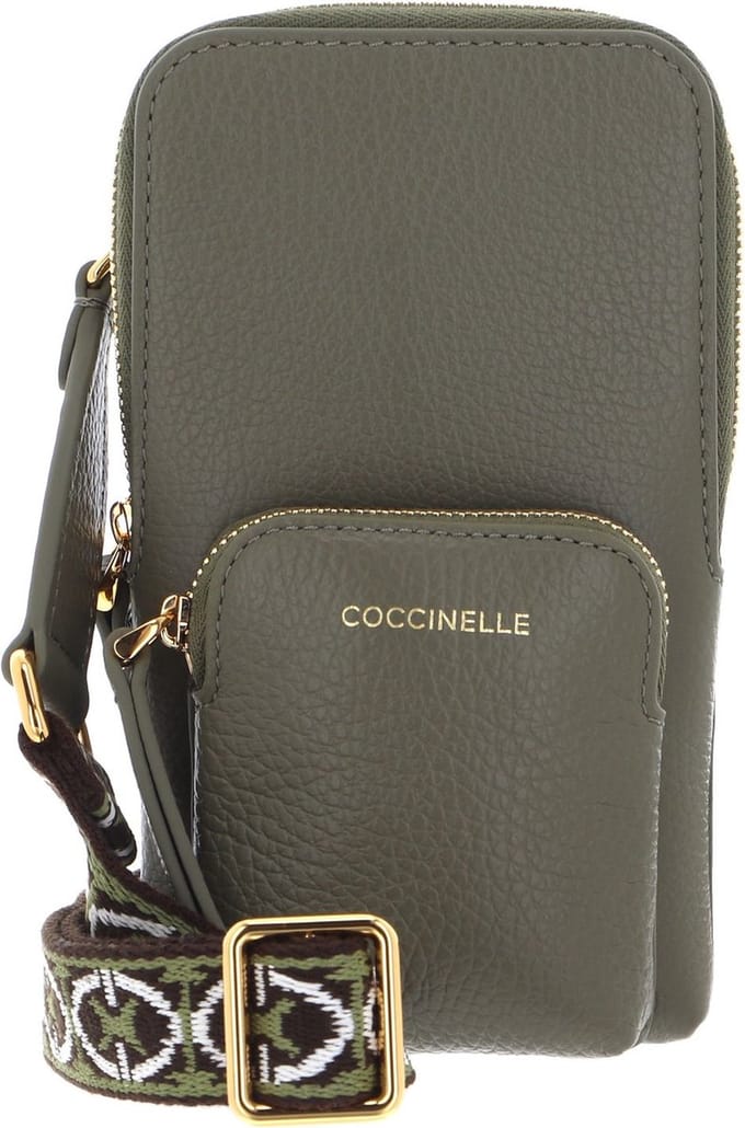 COCCINELLE Leren Telefoontasje Pixie Hi-Tech Phone Bag Laurel Green Olijfgroen