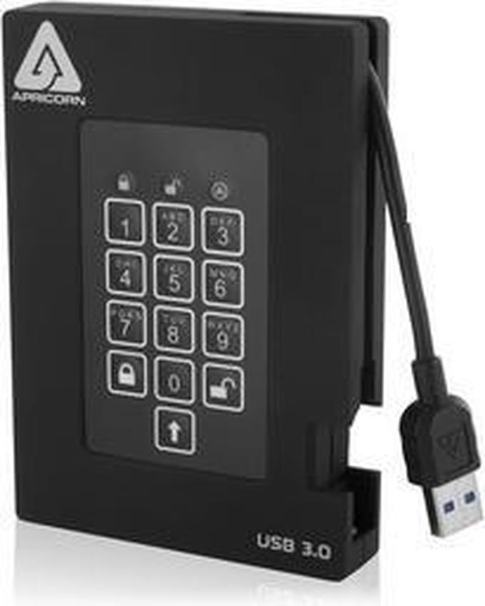 Apricorn Padlock Fortress - FIPS validated, 500GB USB 3.0