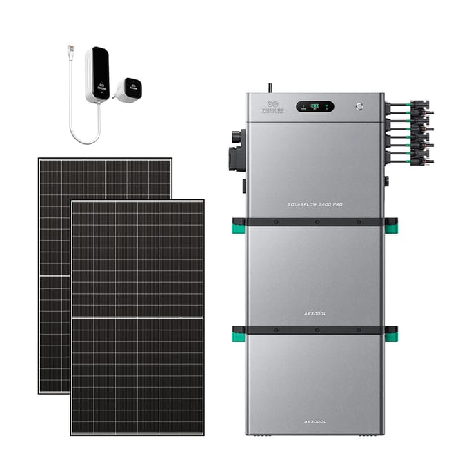 Zendure SolarFlow 2400 Pro - SolarFlow 2400 Pro & Slimme Meter P1 / 2*AB3000L (5.76 kWh) / 2*515W Bifacial Panel  (1300Wp Max)