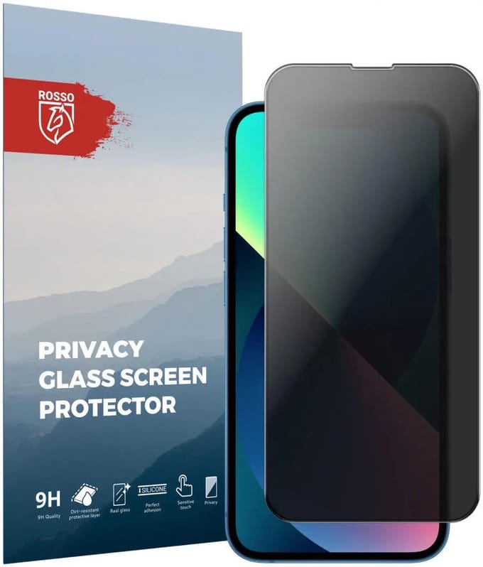 Rosso Privacy Screen Protector Geschikt voor de Apple iPhone 17e / 16e - 9H Gehard Glas - Case Friendly Tempered Glass - Eenvoudige Installatie