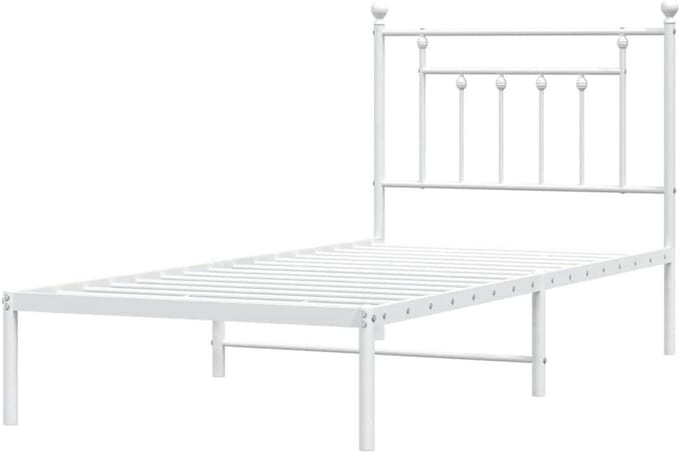Metalen Bedframe - Ledikant Hoofdbord - Slaapkamer Inrichten - Robuuste Constructie - 80x200 cm - Wit