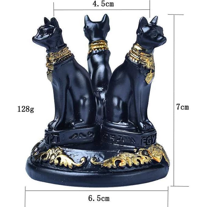 1 stuks diffuser Kat Kristallen Bol Standaard Katten Vorm Sfeer Houder Drievoudige Egyptische Display Basis Hars Figuur Standbeeld Kantoor Huisdecoratie black