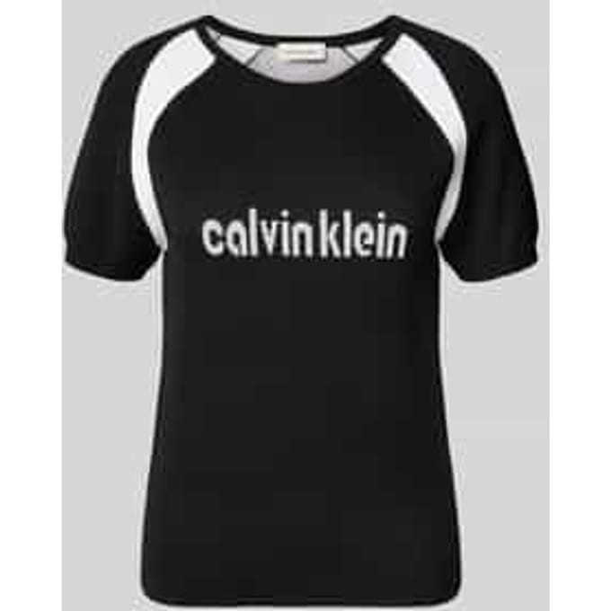 Gebreid shirt met label en ronde hals