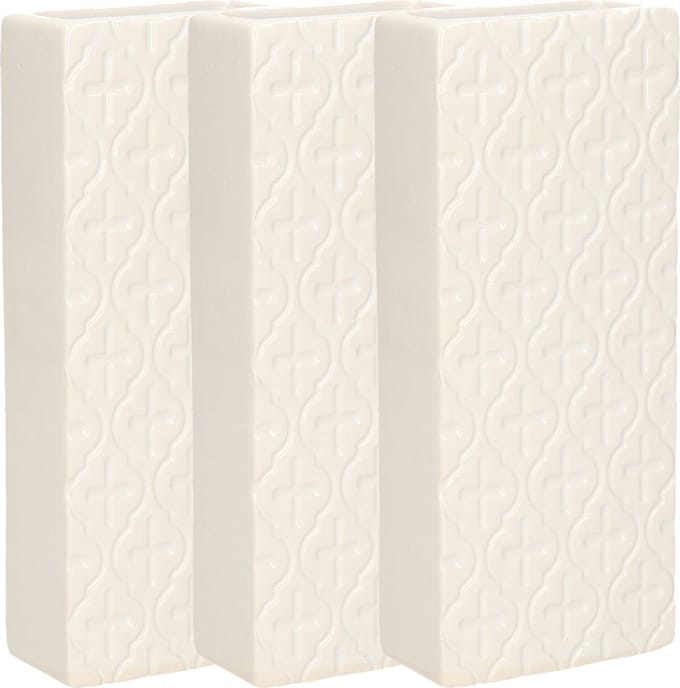 Gerimport Waterverdamper - 3x - wit - keramiek - 400 ml - radiatorbak luchtbevochtiger - 7,4 x 17,7 cm