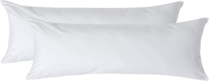 Homescapes Kussensloop 50x140 cm voor Lichaamskussen Set van 2 – Wit – 100% Egyptisch Perkal Katoen – 200 TC
