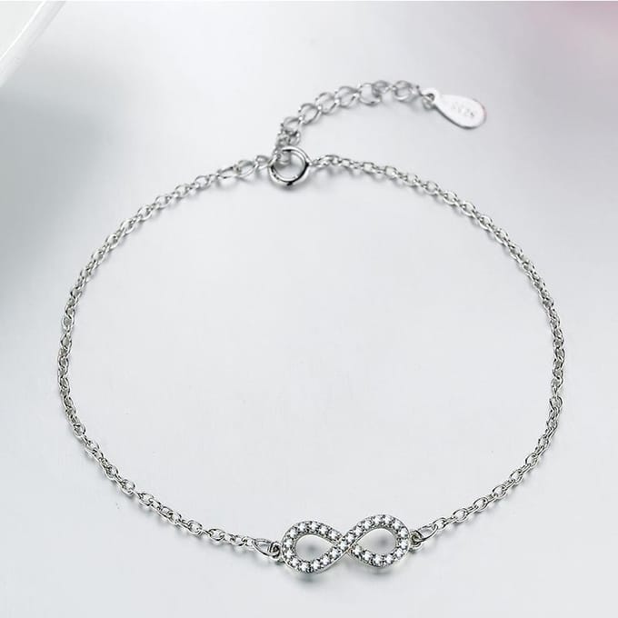 Bracelet Européen et N Mode Caractères Infini 8 Bracelet Simple Zircon Or Rose white