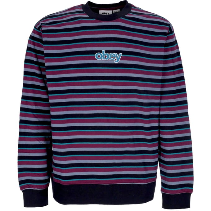 Anden Stripe Crew Specialty Fleece herensweatshirt met ronde hals, zwart multi