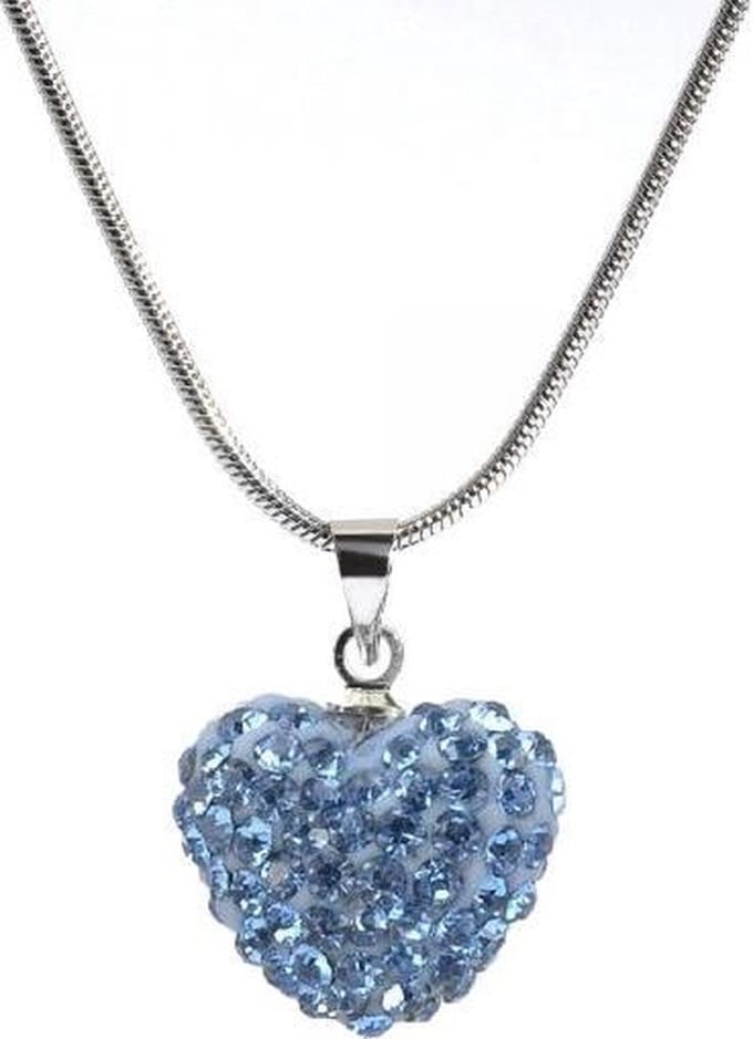 Fako Bijoux® - Ketting - Disco Dots - Hart - Blauw