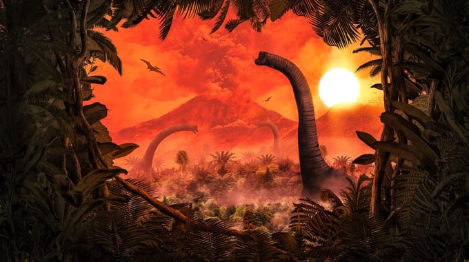 Fotobehang Brachiosaurus Panorama - Meerkleurig - 2,80m X 500cm