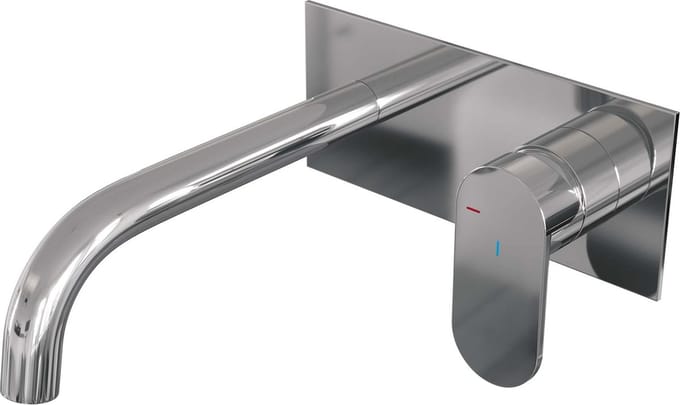 Brauer Chrome Edition inbouw wastafelmengkraan met gebogen uitloop en afdekplaat model C1 chroom