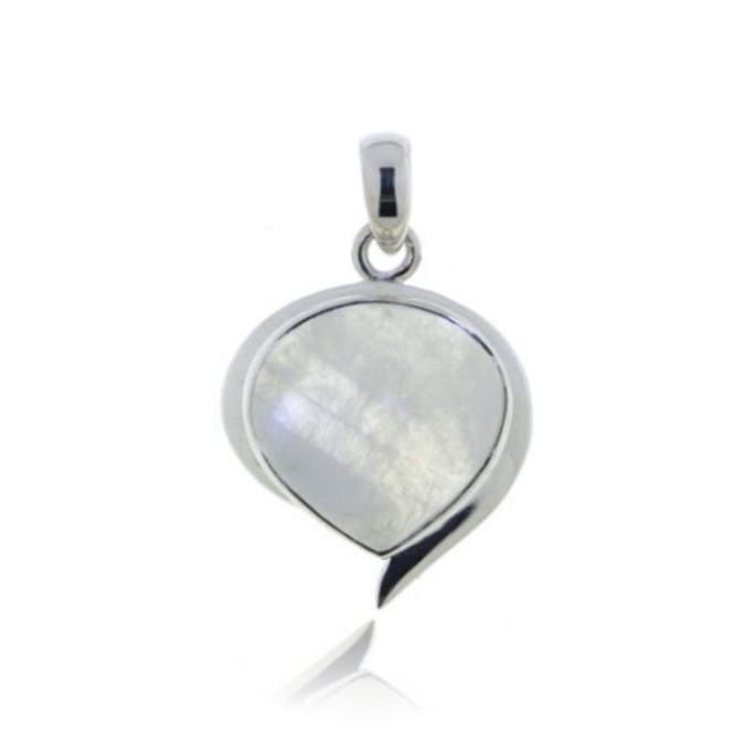 SilverGems Zilveren hanger met cabouchon geslepen Regenboog Maansteen edelstenen.