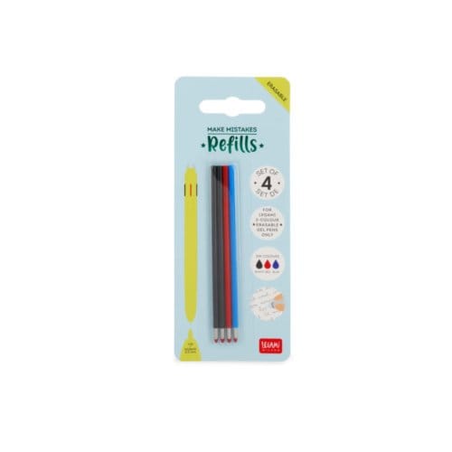 Legami 3-colour make mistakes Erasable Pen Navulling Set - Blauw, 2 x Zwart, Rood
