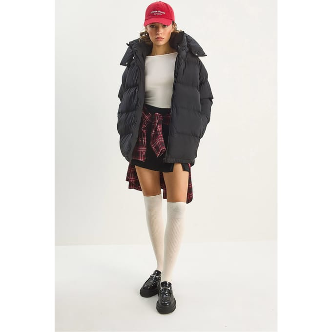 Oversized Gewatteerde Jas met Capuchon