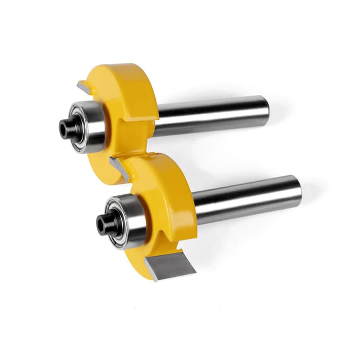 5 stuks 8 mm schacht T-sleuf bovenfreesbit met lager hout sleuf frezen T-type sponning 5 Pcs geel