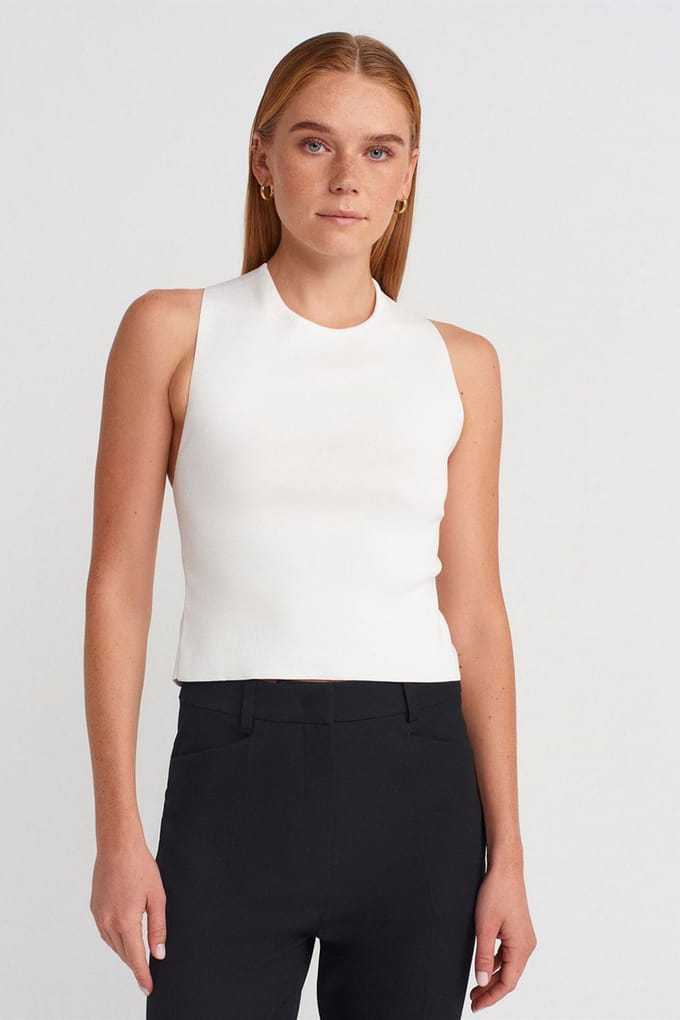Mouwloze Cut-Out Gebreide Blouse