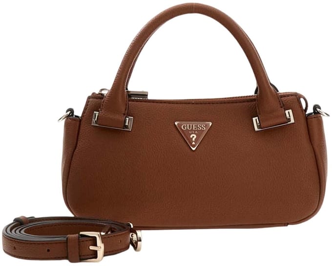 GUESS handtas schoudertas Evie Mini Satchel Cognac bruine
