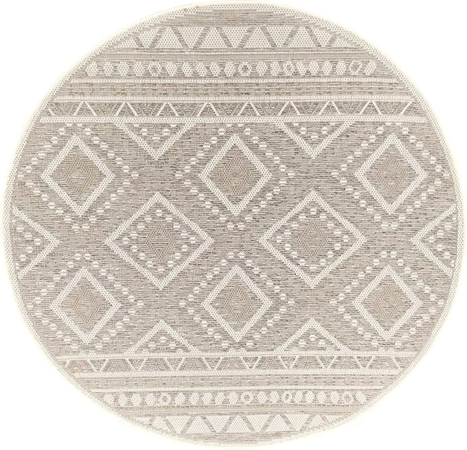 the carpet Calgary – Rond Modern Vloerkleed in Boho-Stijl – Beige – Ø 160 cm