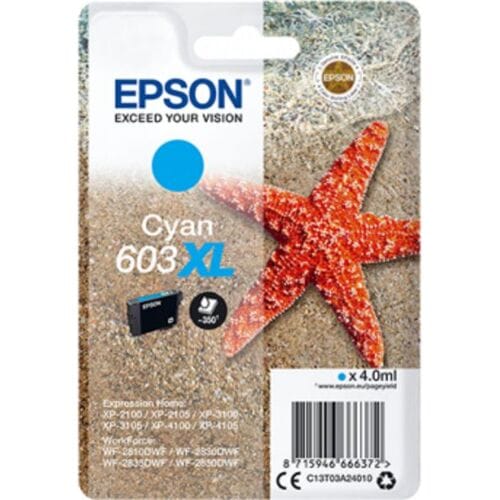 Epson 603XL Cyaan Inktpatroon Enkelverpakking - Hoogwaardige inkjetprinter cartridge voor scherpe afdrukken