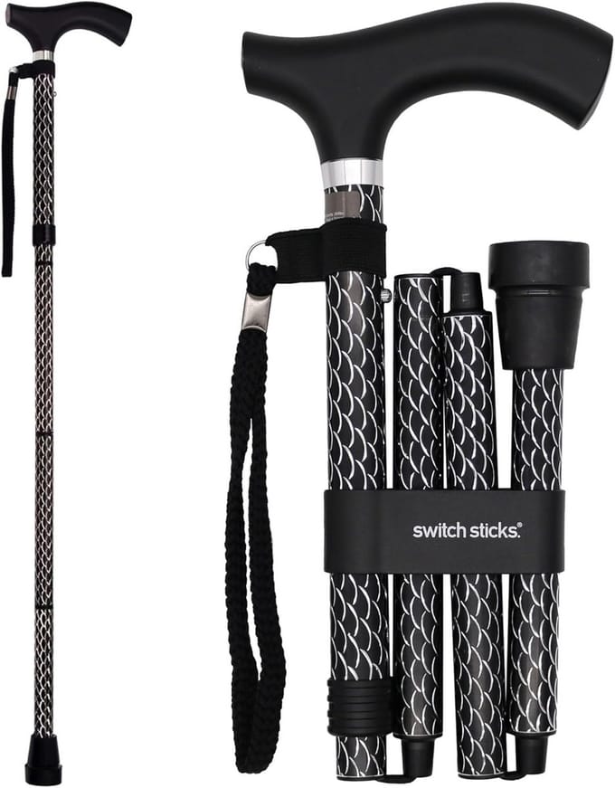 Inklapbare Wandelstok met Gravering - In Hoogte Verstelbaar en Compact