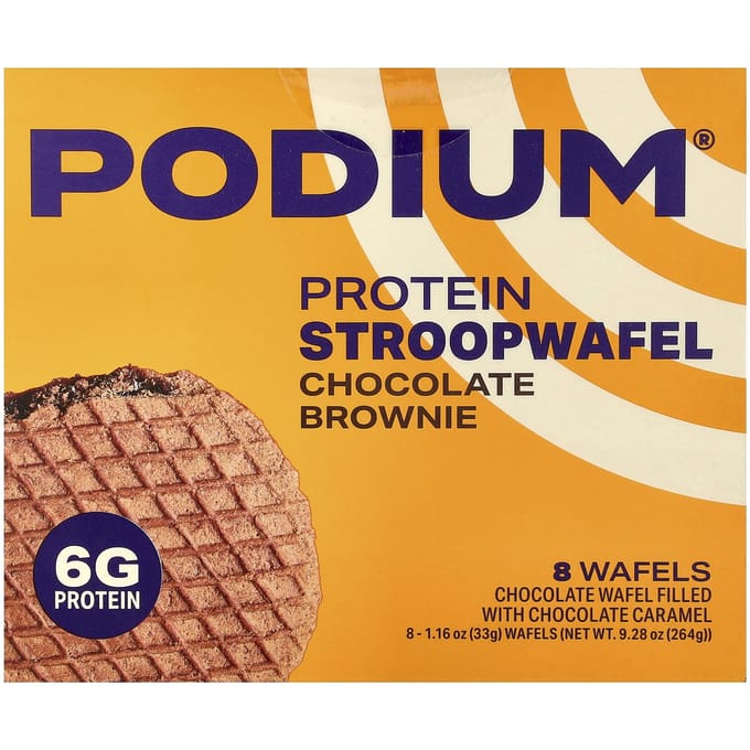 Podium Nutrition, Eiwit Stroopwafels, Chocolate Brownie, 8 Stroopwafels, 33g (1,16 oz) Elk