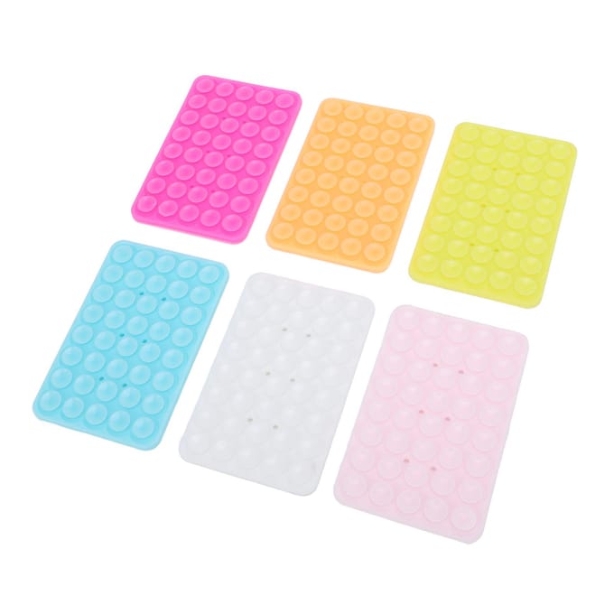 6 STUKS Zuignap Telefoonhoes Houder Fluorescerende Kleur Siliconen Dubbelzijdig Sterk Anti-Slip yellow