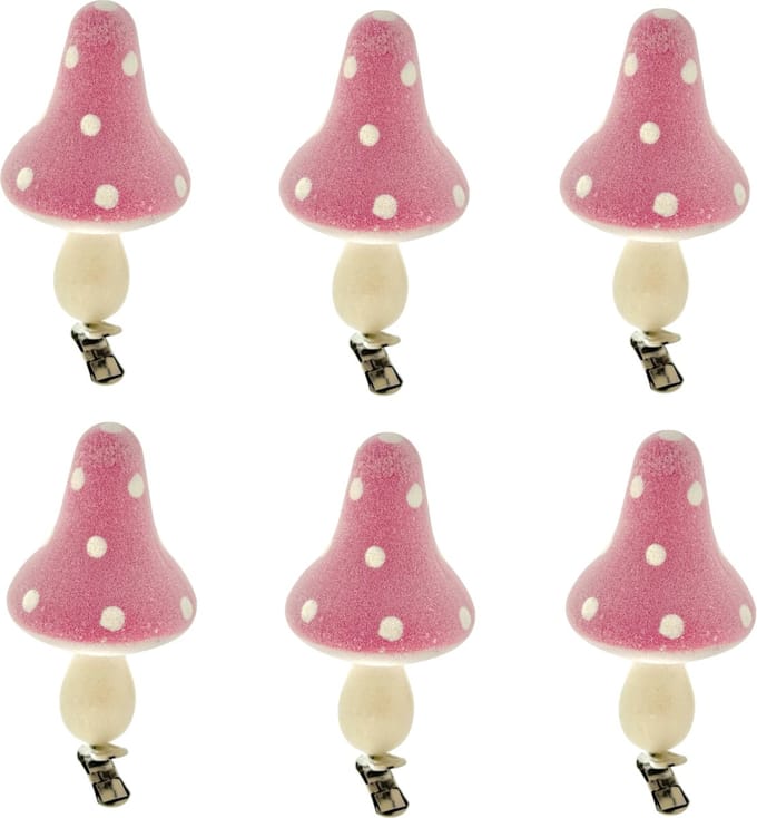 Decoratie Paddenstoelen Op Clip - 10 x 6 x 6 cm - 6 Stuks