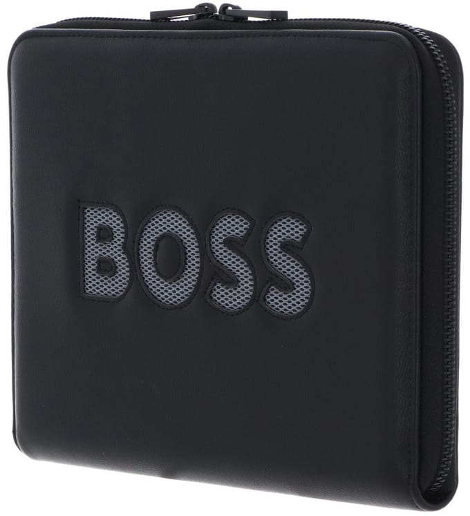 HUGO BOSS schrijfmappen Boss Cut Out Conference Folder Zip Black & Grey zwart
