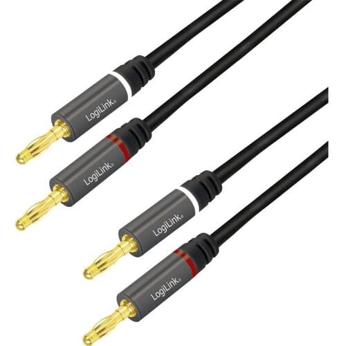 LogiLink CA1210 Luidspreker Audio Aansluitkabel 3.0 m Zwart Afgeschermd, Kleurcodering