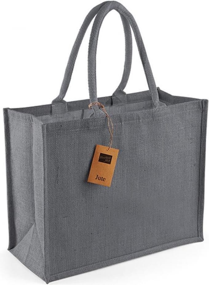Westford Mill Jute Classic Shopper WM407 - GRAPHITE GREY/GRAPHITE GREY - 42 x 33 x 19 cm