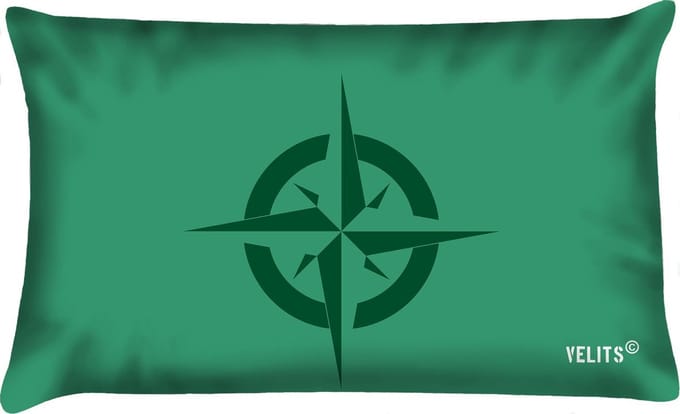 Sierkussen - Buitenkussen Groene Vingers Waterafstotend Bootkussen Kompas - Groen - 60 Cm X 40 Cm