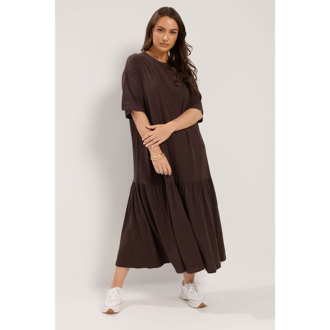 Yours Chocoladebruine Maxijurk Met Lage Taille Size 42