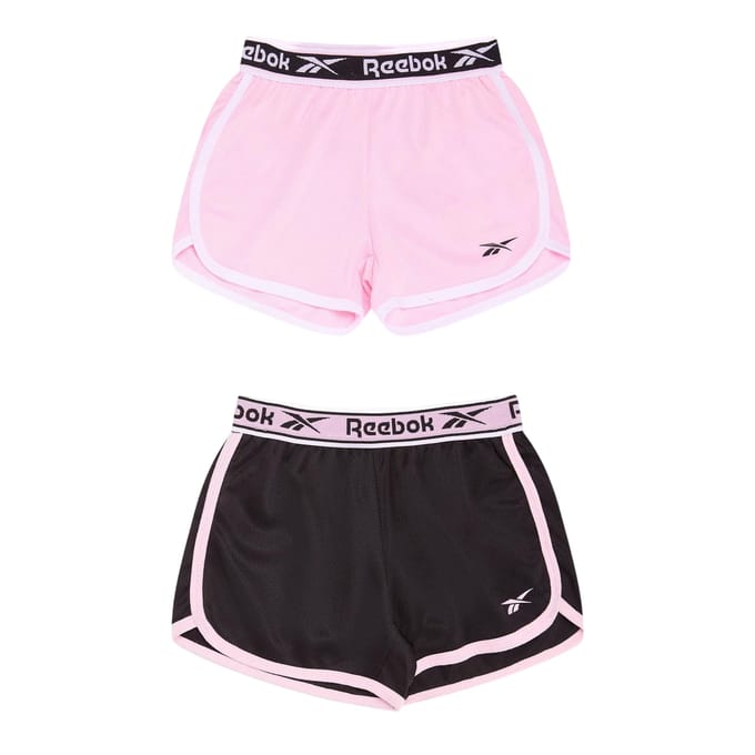 Reebok Mesh-shorts voor meisjes (set van 2) (Zwart/roze)